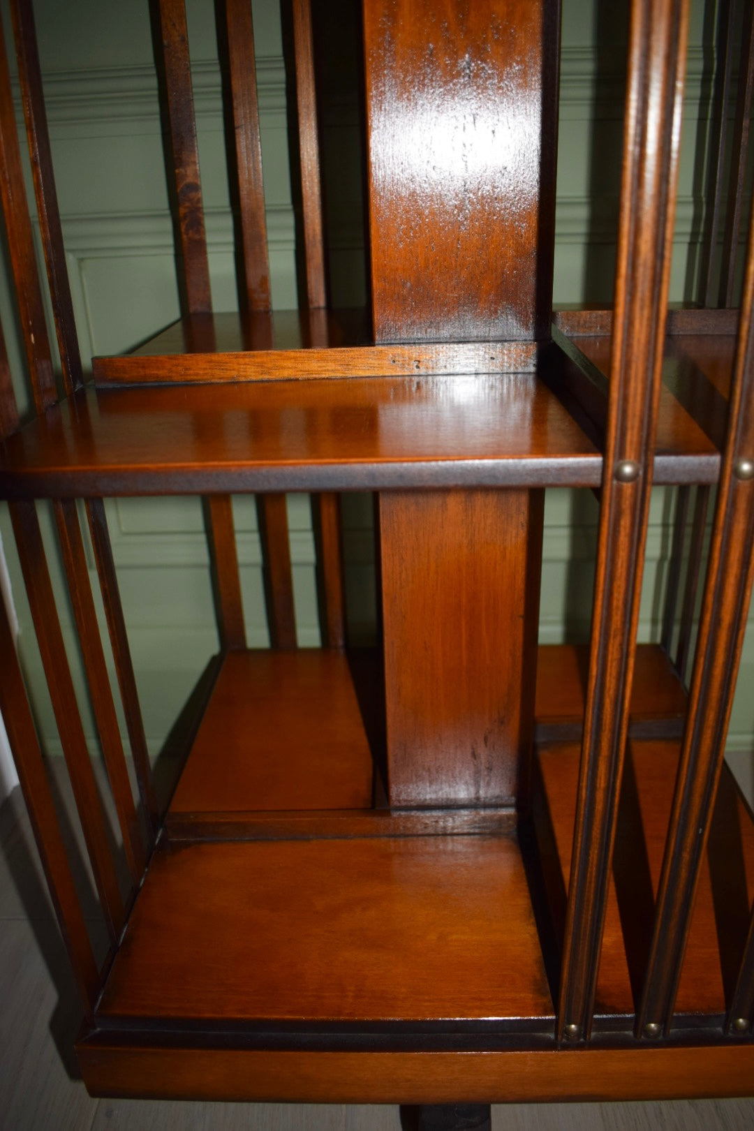 Rare Antique Sheraton Revival Burr Elm & Satinwood Revolving Bookcase