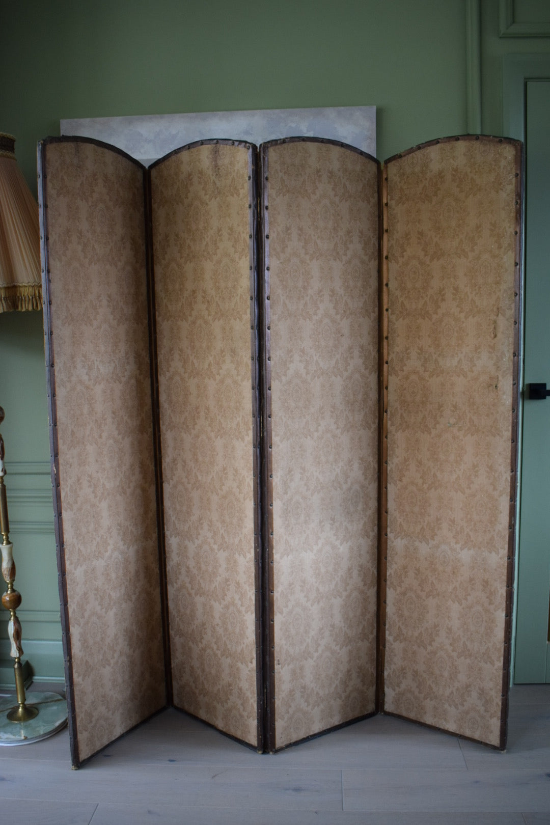 4 Fold Panel Late Victorian muted fabric Screen