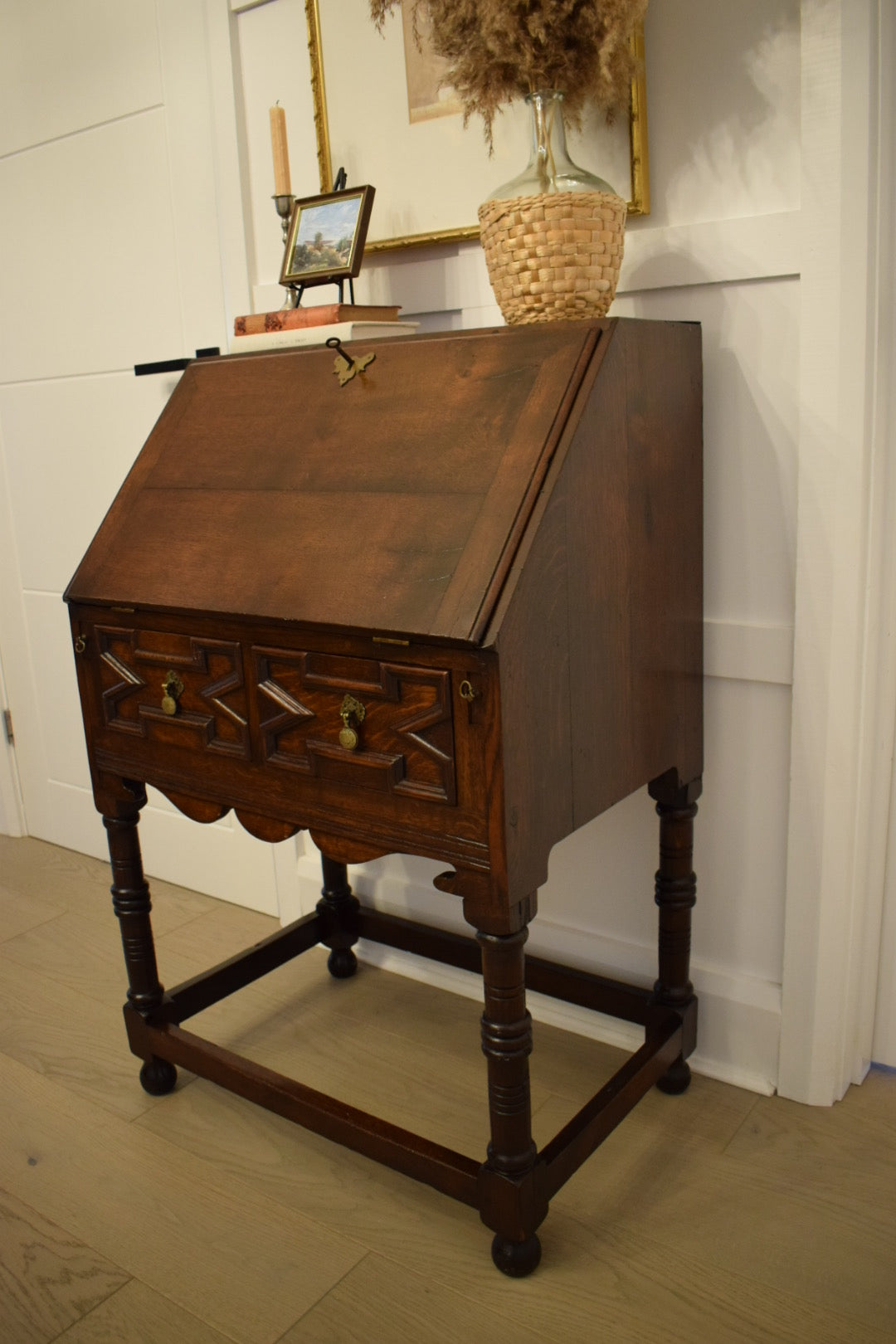 Late 18th century Jacobean Oak bureau