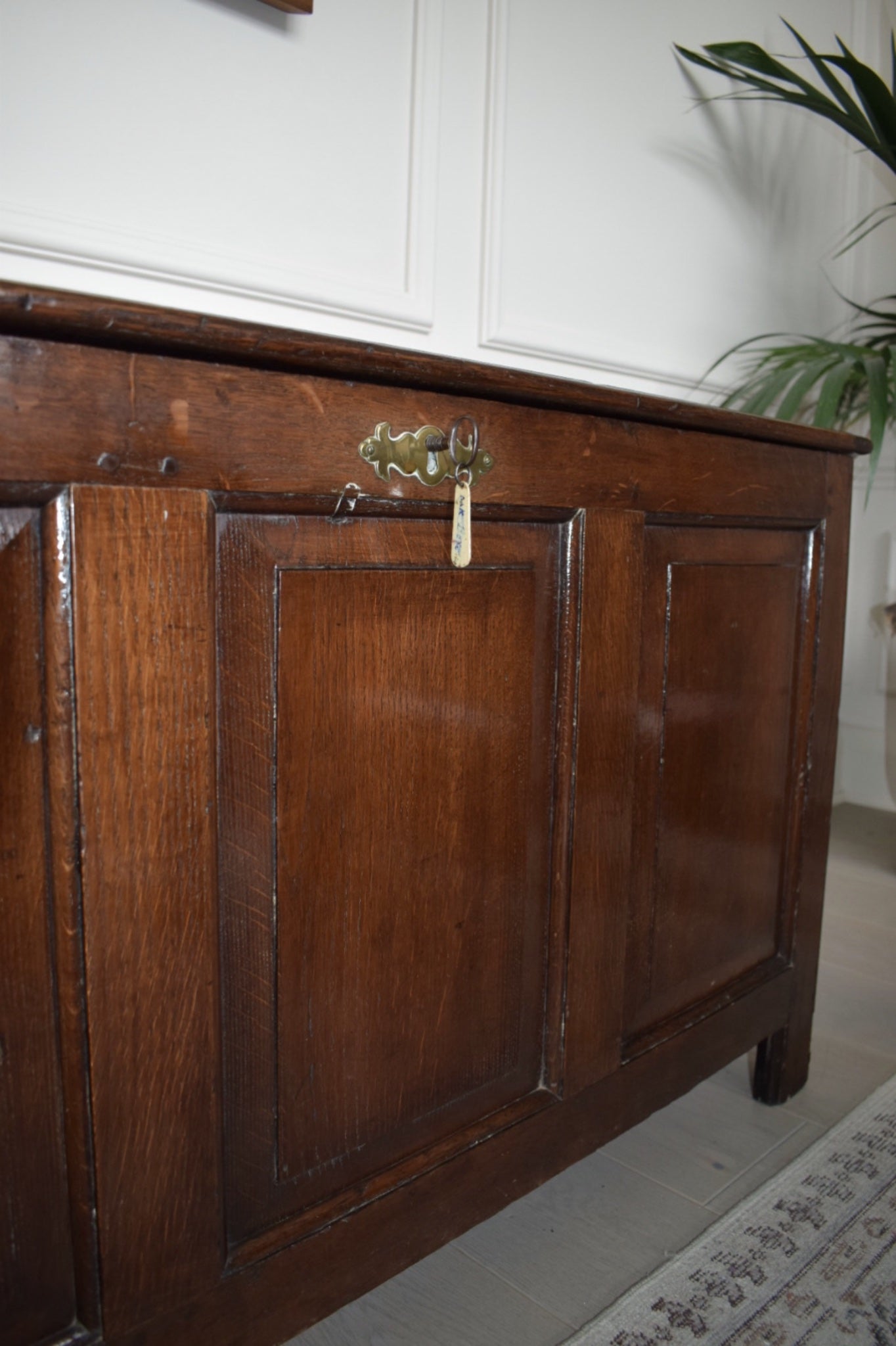 Rare Antique 18th Century Large Oak coffer with panelled construction