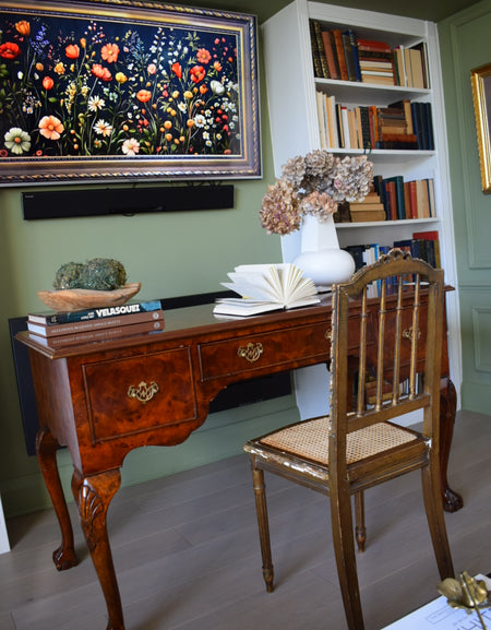 Georgian style Walnut server sideboard - Dressing table- desk walnut with Burr wood- Stunning!