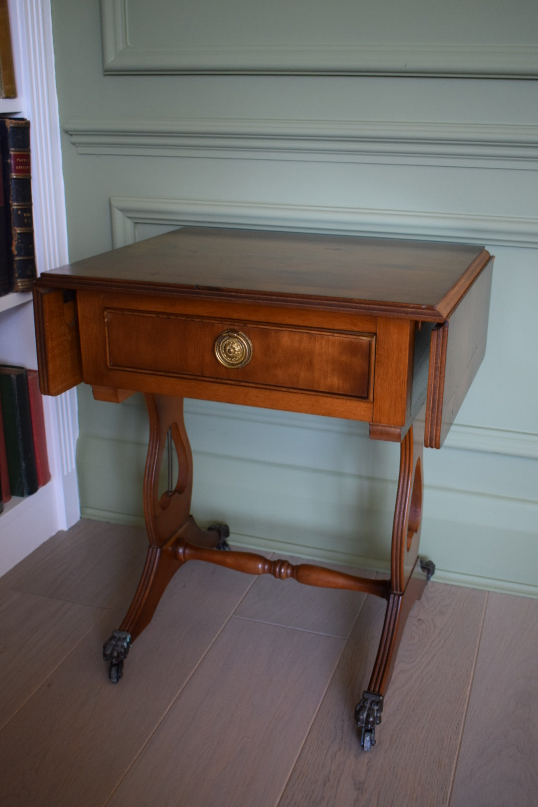 Beautiful vintage Bedside Or End Wine Lamp Walnut Table Bevan Funnell style With paw castors