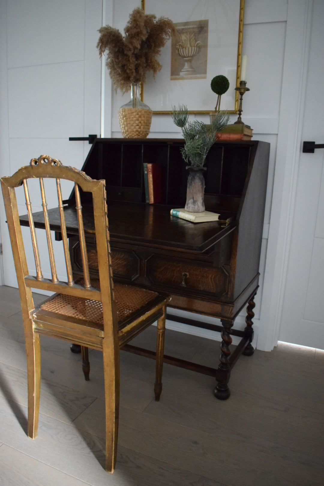 Beautiful 1930s Jacobean Style Vintage Oak bureau