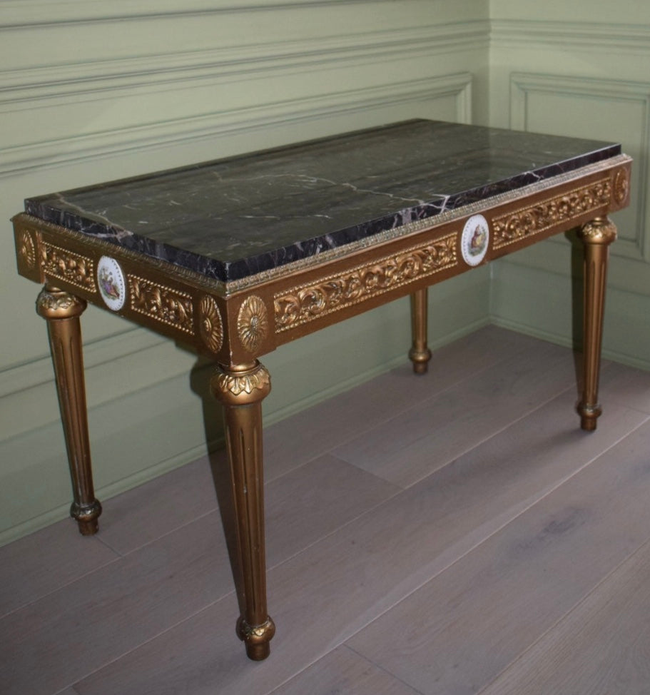 Mid-Century French Coffee Table, Gilt And Marble Circa 1960