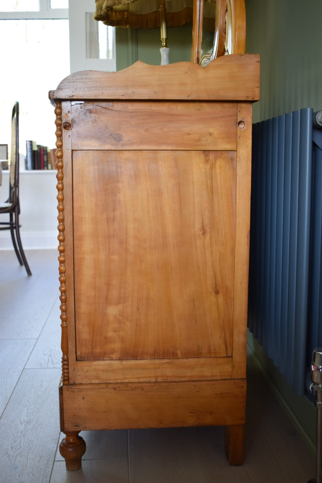 Satin Birch Marble top Dressing chest of drawers with mirror