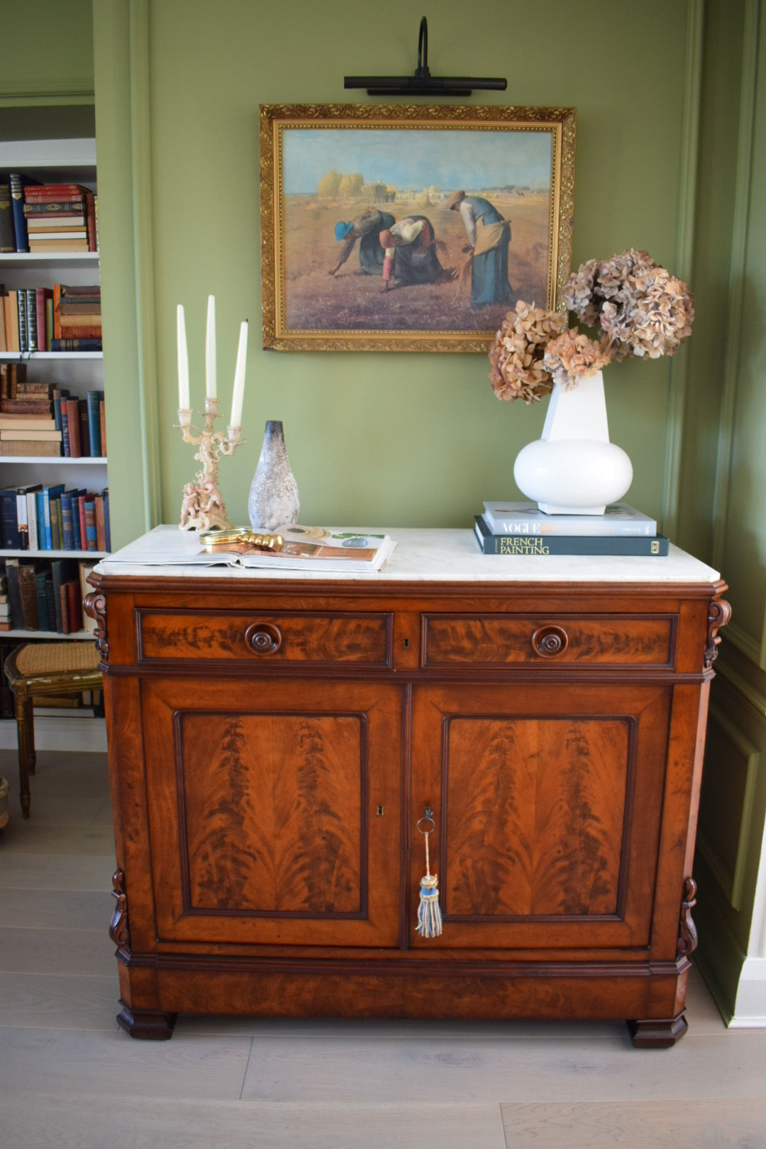 Unique 19th Century Louis Philippe French Antique Marble Top Buffer Dresser Sideboard