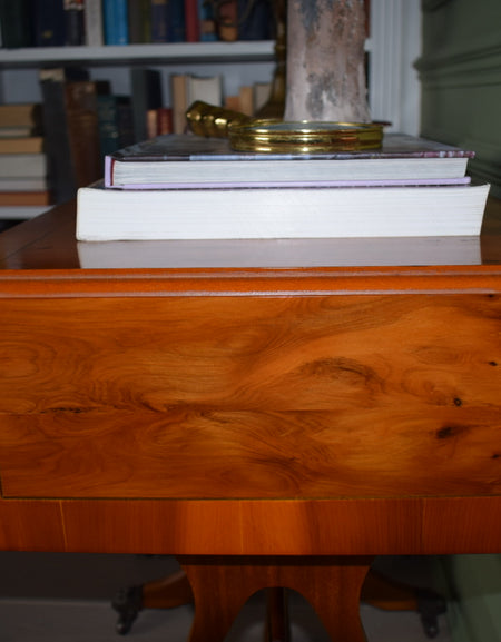 Pair of Antique Burr Walnut Drop Leaf Side Tables with Paw castors Bevan Funnell style