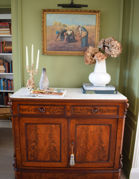 Unique 19th Century Louis Philippe French Antique Marble Top Buffer Dresser Sideboard