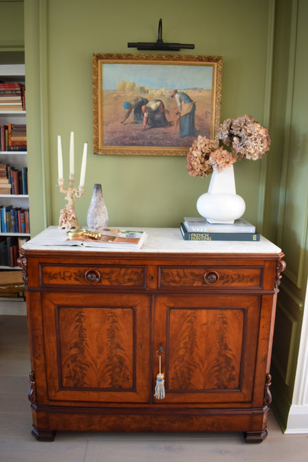 Unique 19th Century Louis Philippe French Antique Marble Top Buffer Dresser Sideboard