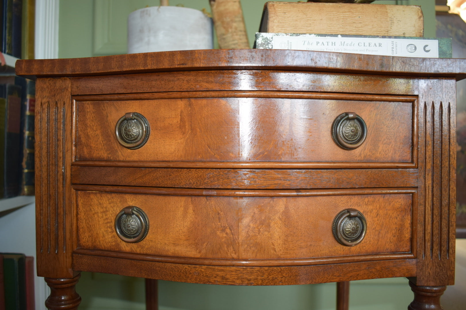 Bevan Funnell Occasional Table With 2 Drawers And Green Leather Top