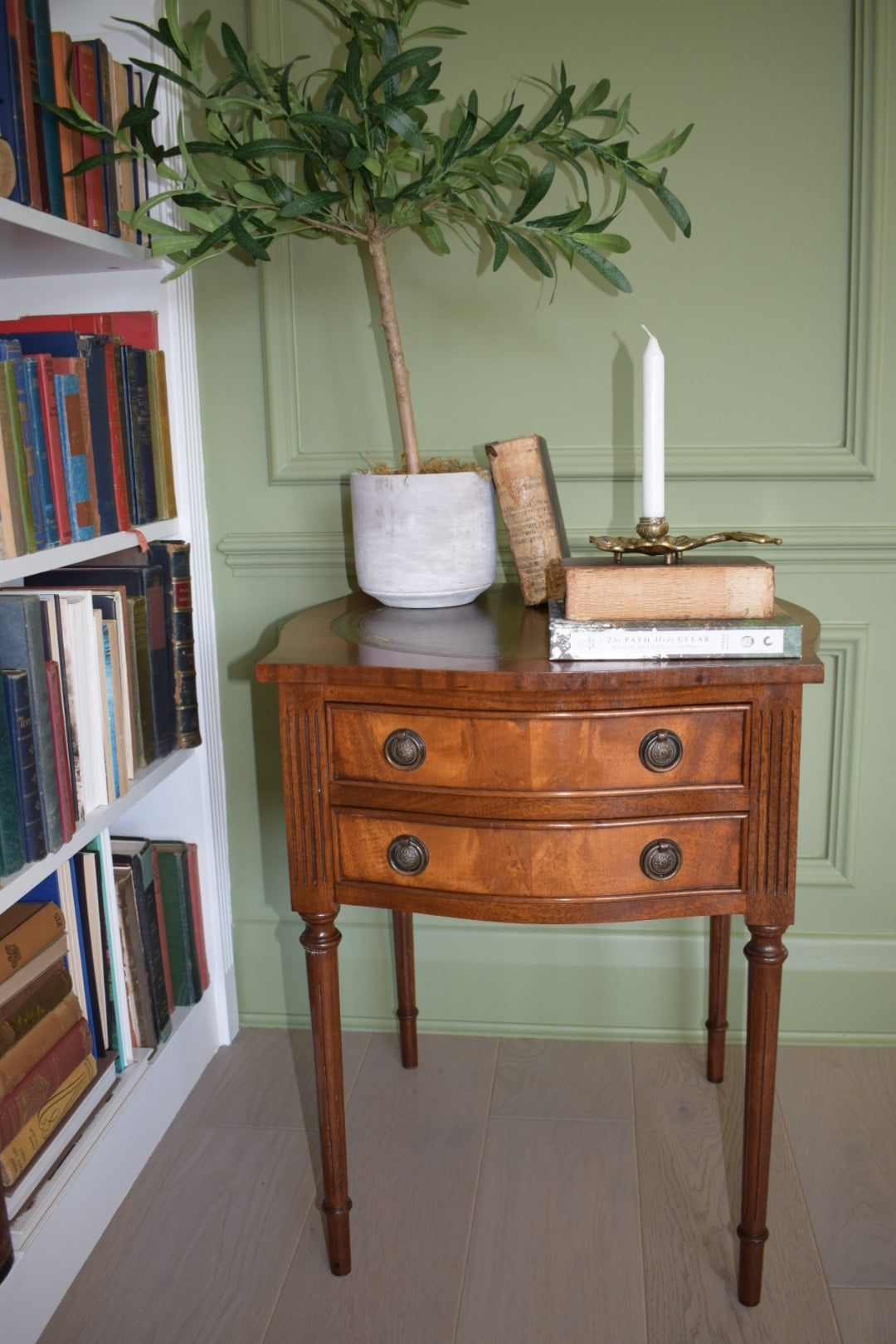 Bevan Funnell Occasional Table With 2 Drawers And Green Leather Top