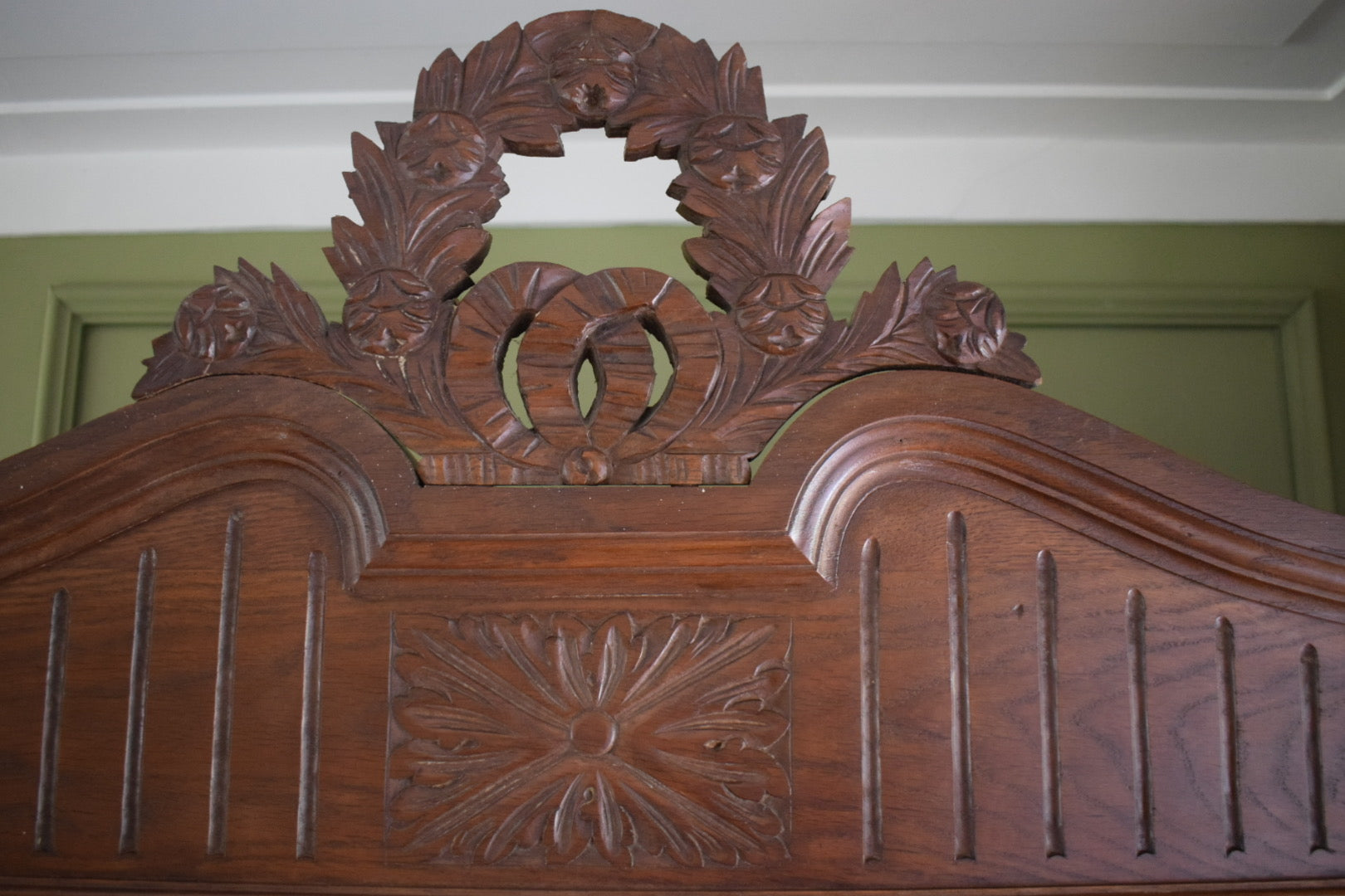 19th Century French Carved Oak Armoire Wardrobe