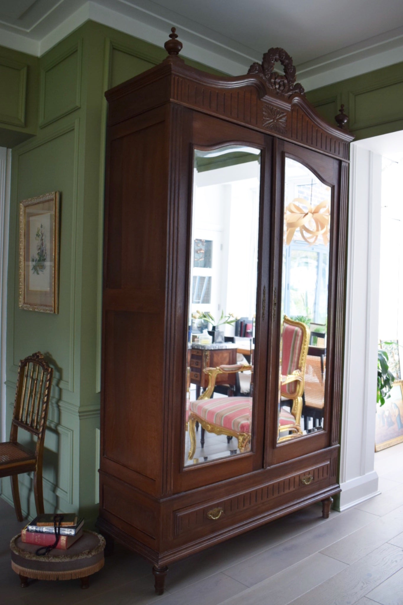 19th Century French Carved Oak Armoire Wardrobe