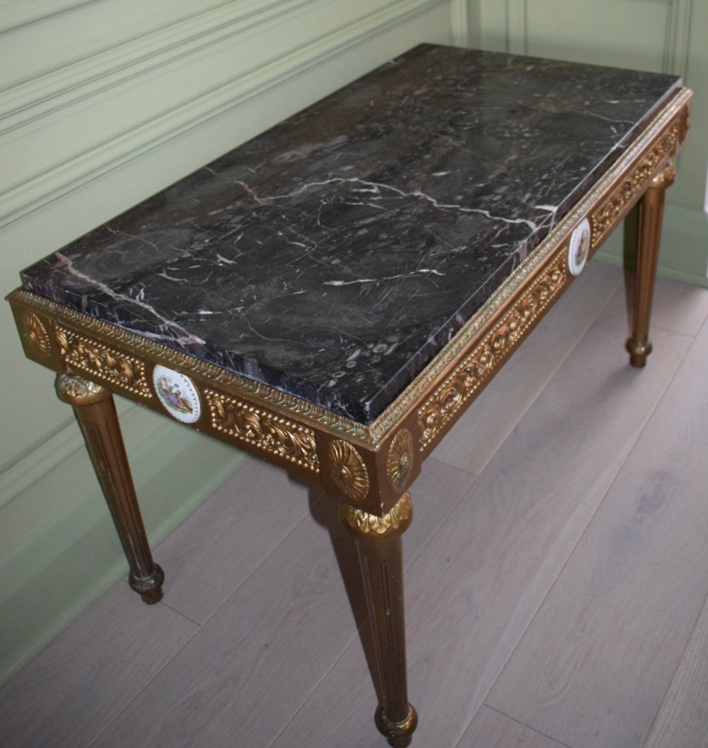 Mid-Century French Coffee Table, Gilt And Marble Circa 1960