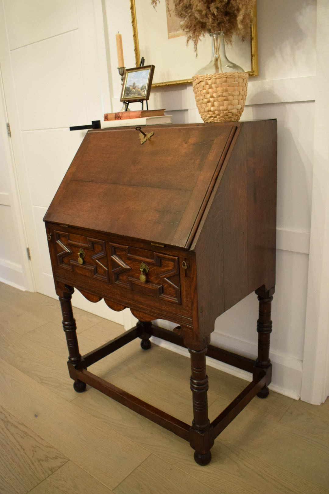 Late 18th century Jacobean Oak bureau