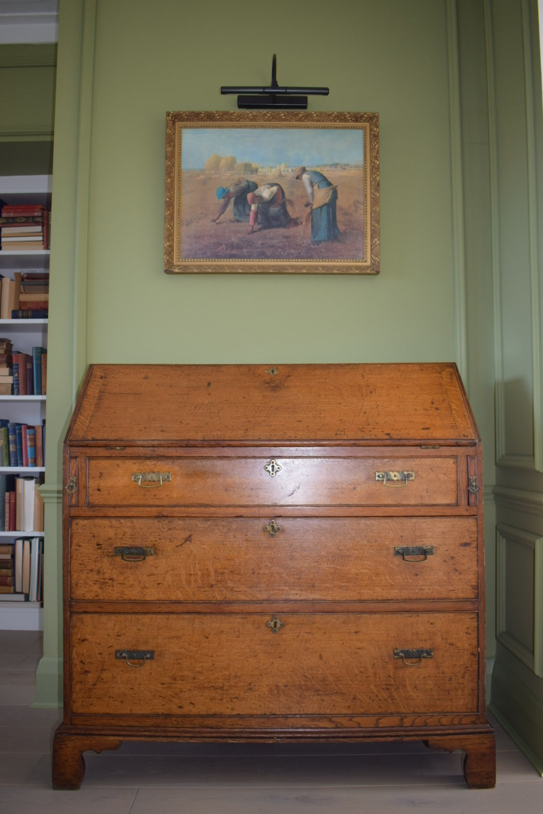 Antique George III Solid Oak Bureau- Exquisite