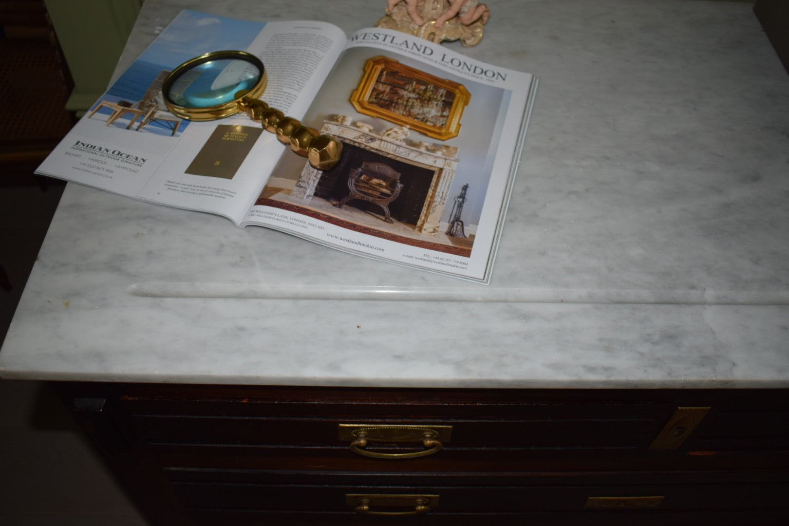 Truly Unique Louis French Antique Marble Top Chest of Drawers Dresser