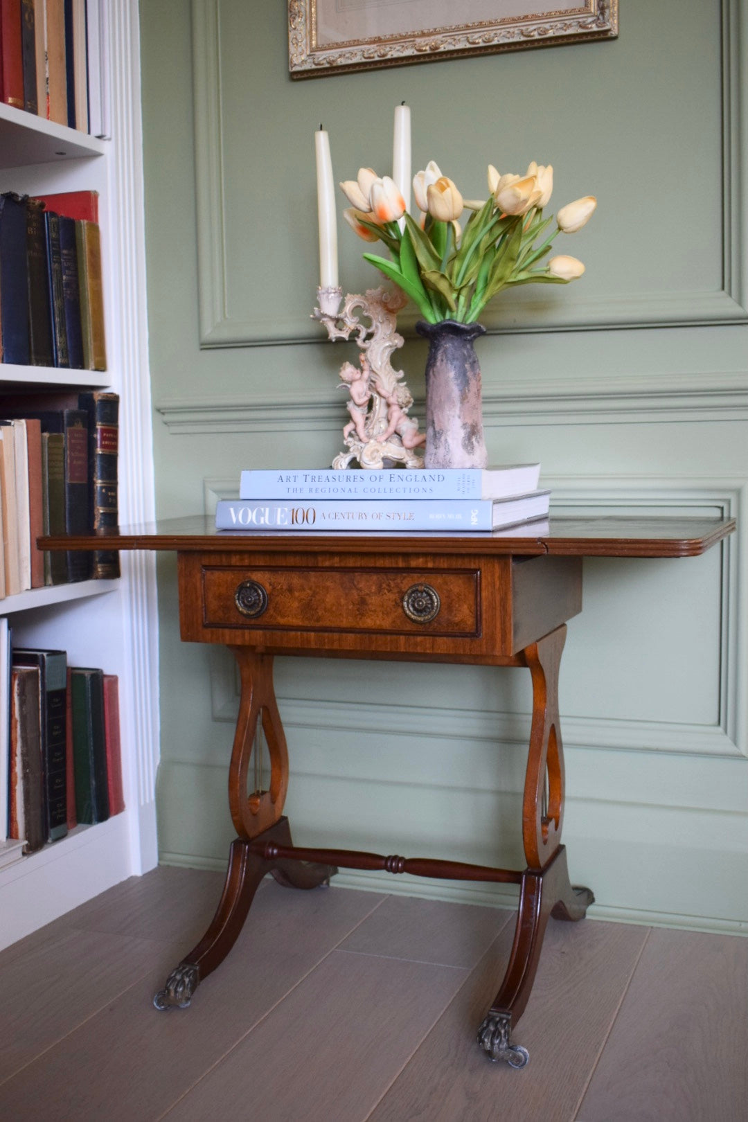 Stunning Burr and Burl Walnut Bedside Or End Wine Lamp Tables Bevan Funnell style With paw castors