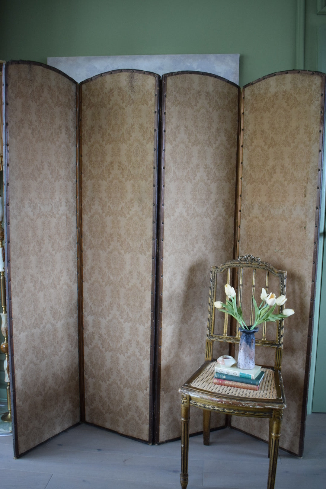 4 Fold Panel Late Victorian muted fabric Screen