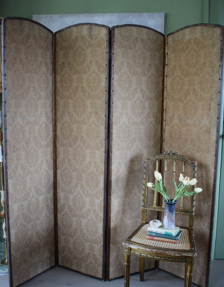 4 Fold Panel Late Victorian muted fabric Screen