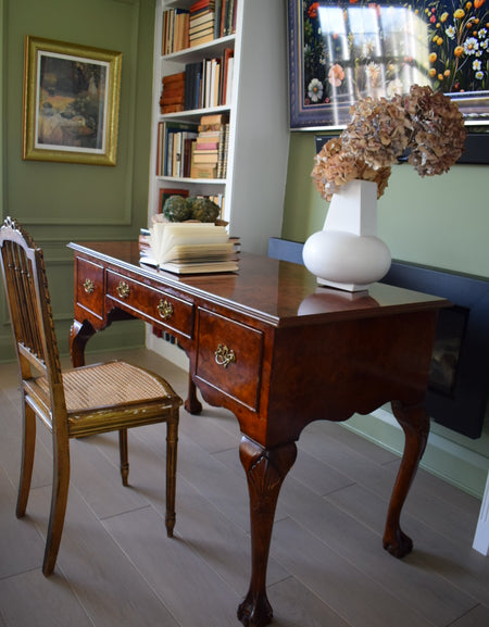 Georgian style Walnut server sideboard - Dressing table- desk walnut with Burr wood- Stunning!