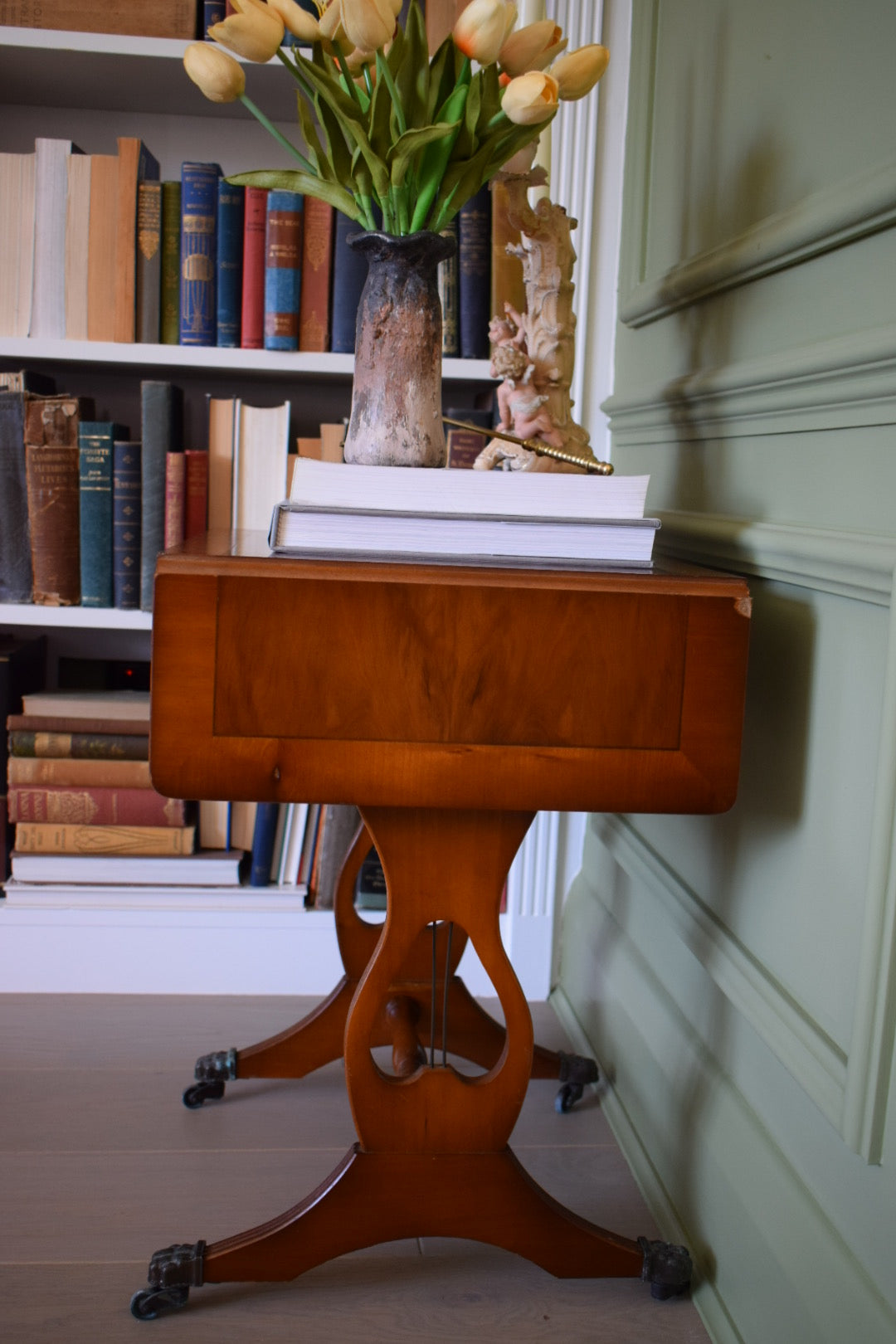 Beautiful vintage Bedside Or End Wine Lamp Walnut Table Bevan Funnell style With paw castors