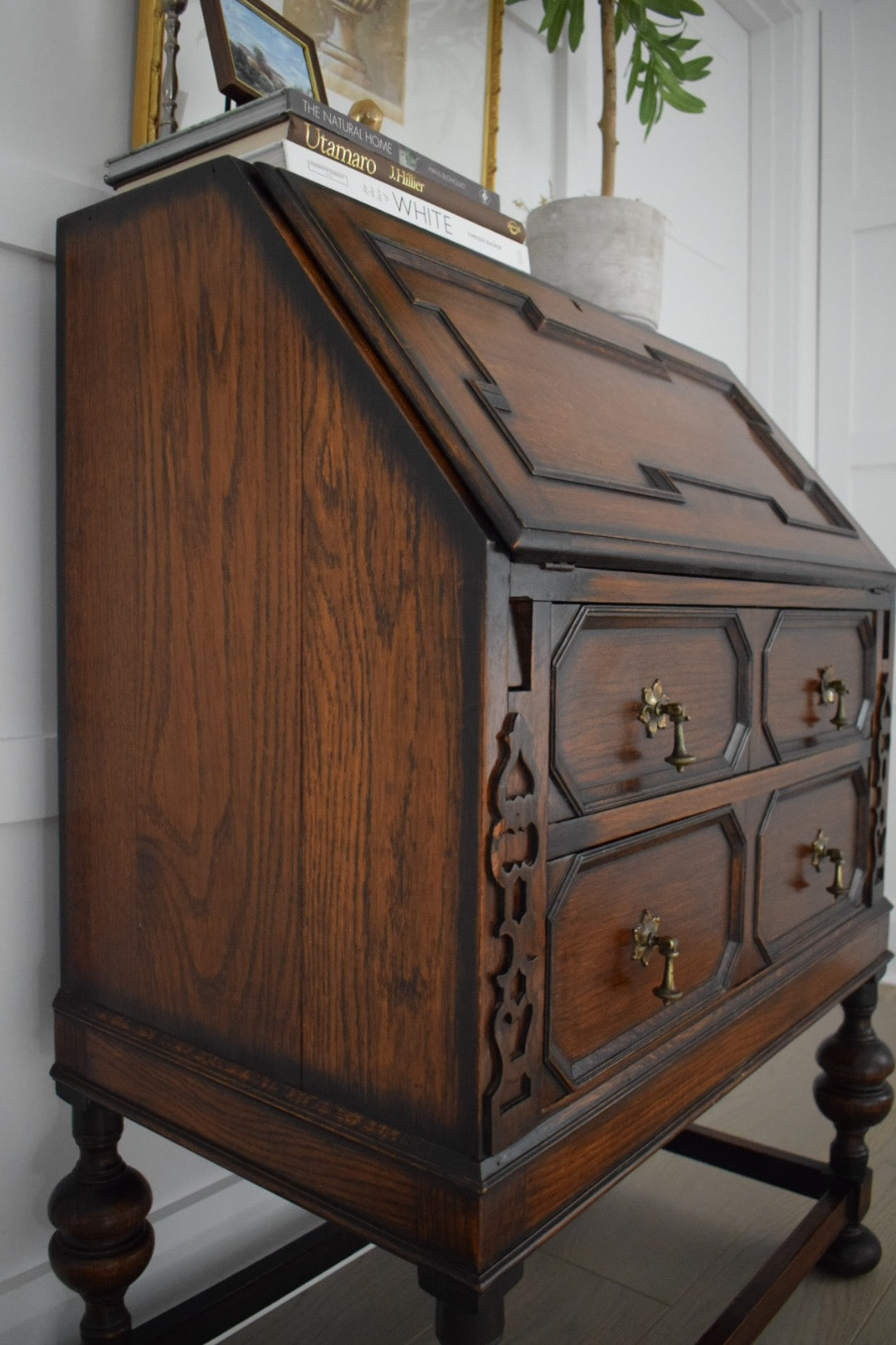 Stunning 1930s Jacobean Oak bureau