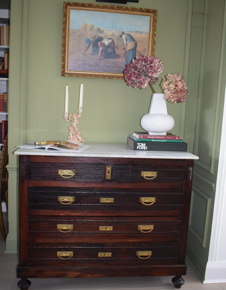 Truly Unique Louis French Antique Marble Top Chest of Drawers Dresser