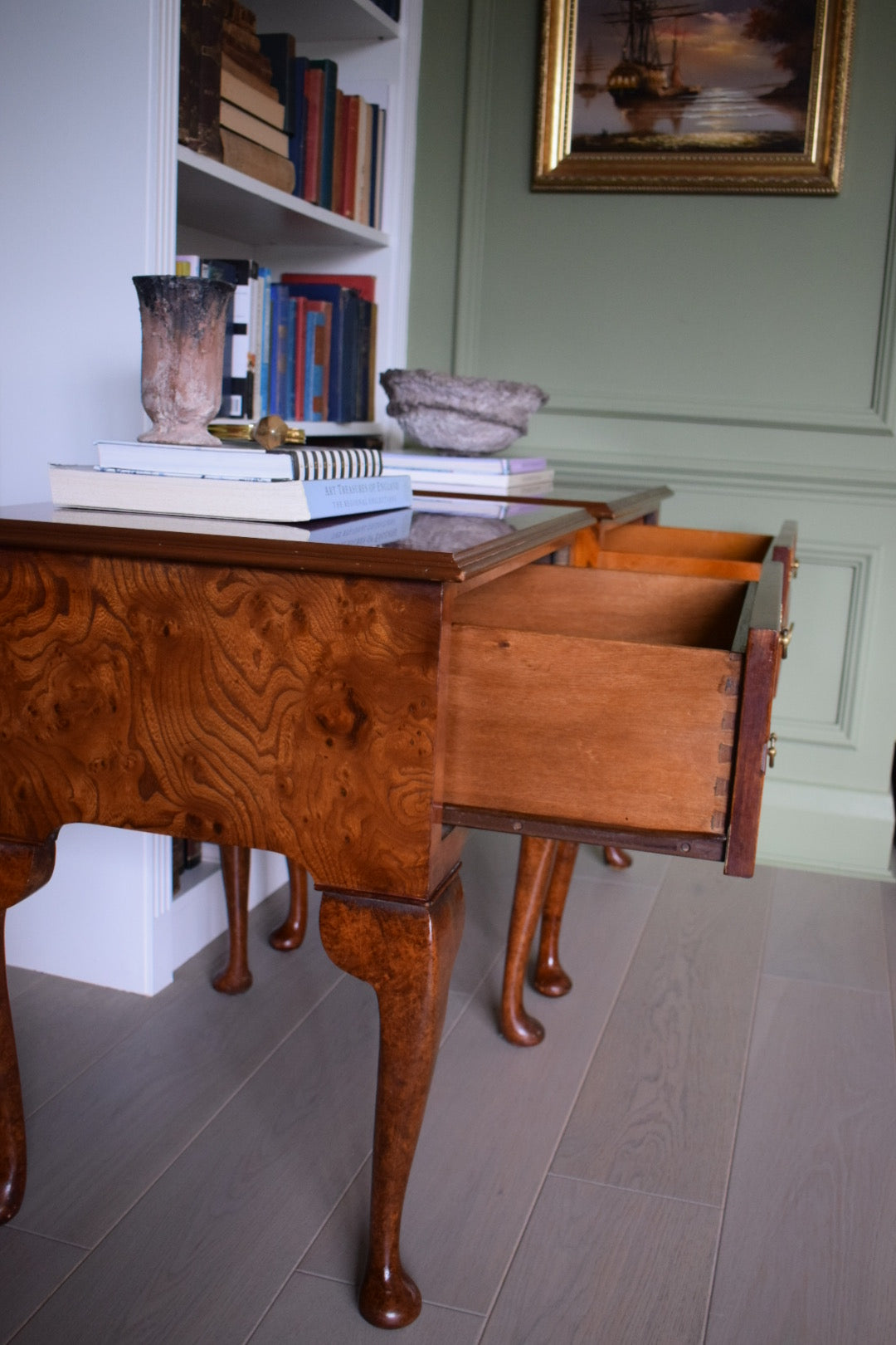 Pair of vintage Mid 20th century Burr wood bedside Tables