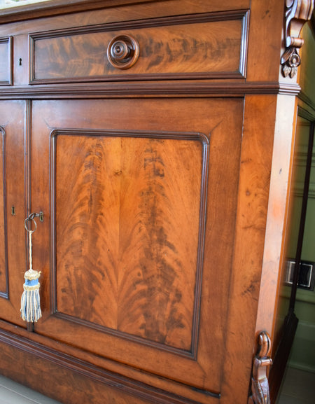 Unique 19th Century Louis Philippe French Antique Marble Top Buffer Dresser Sideboard