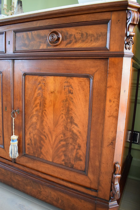 Unique 19th Century Louis Philippe French Antique Marble Top Buffer Dresser Sideboard
