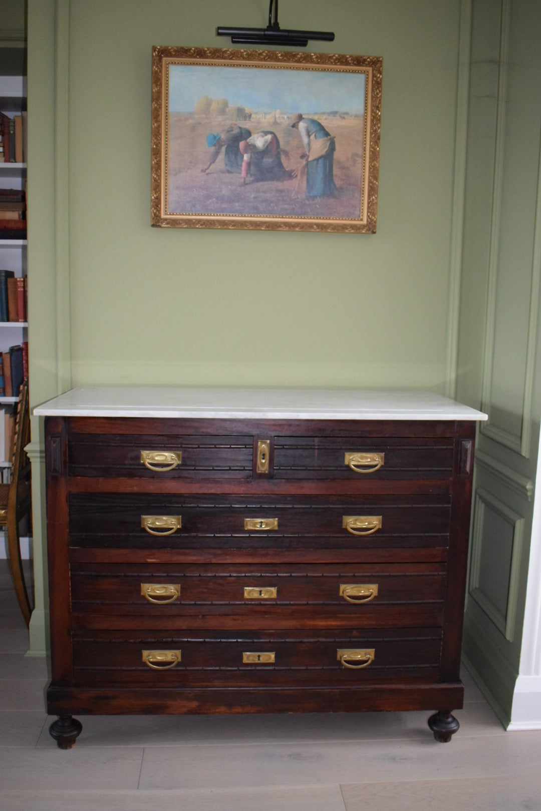 Truly Unique Louis French Antique Marble Top Chest of Drawers Dresser