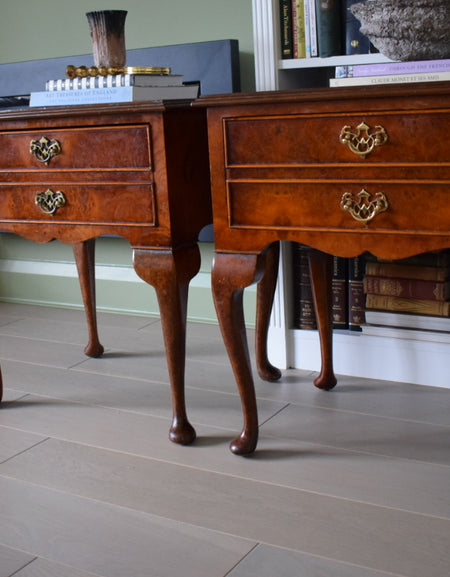 Pair of vintage Mid 20th century Burr wood bedside Tables