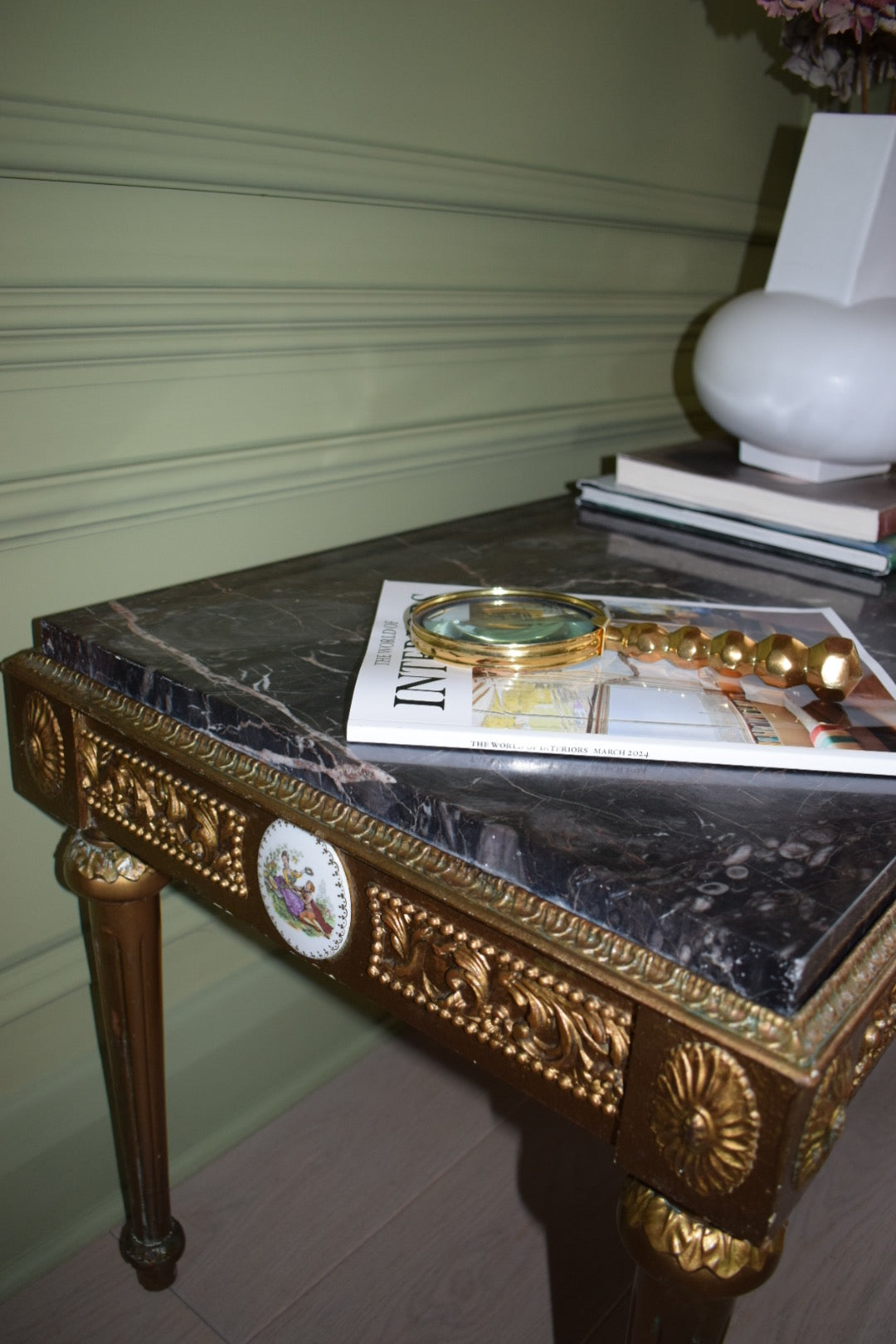 Mid-Century French Coffee Table, Gilt And Marble Circa 1960