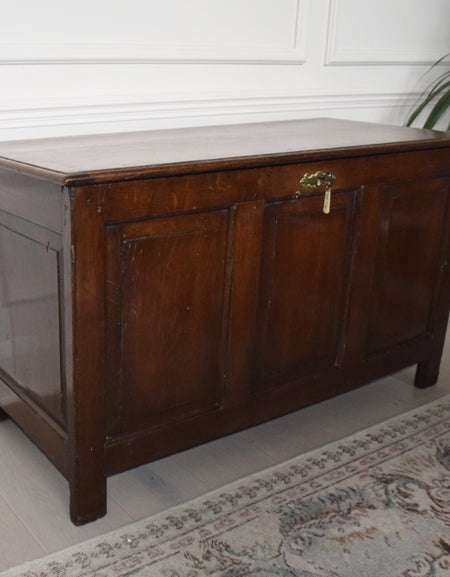 Rare Antique 18th Century Large Oak coffer with panelled construction