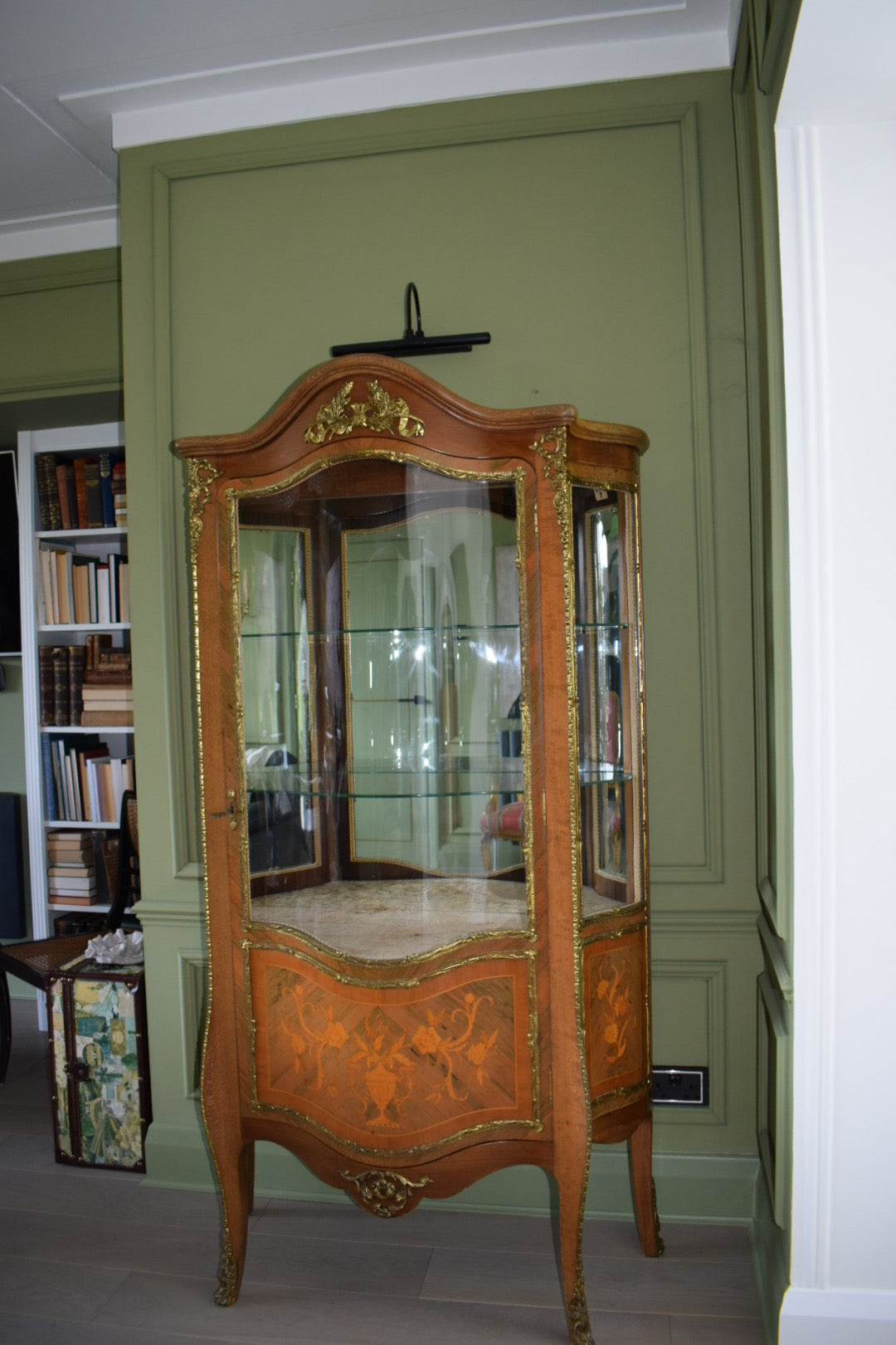 Antique French Louis XV Vitrine Glazed Glass Display Cabinet