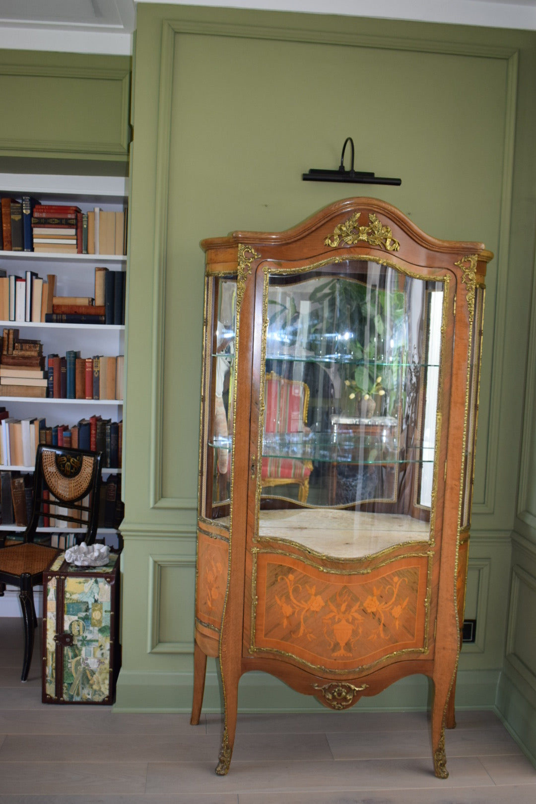 Antique French Louis XV Vitrine Glazed Glass Display Cabinet