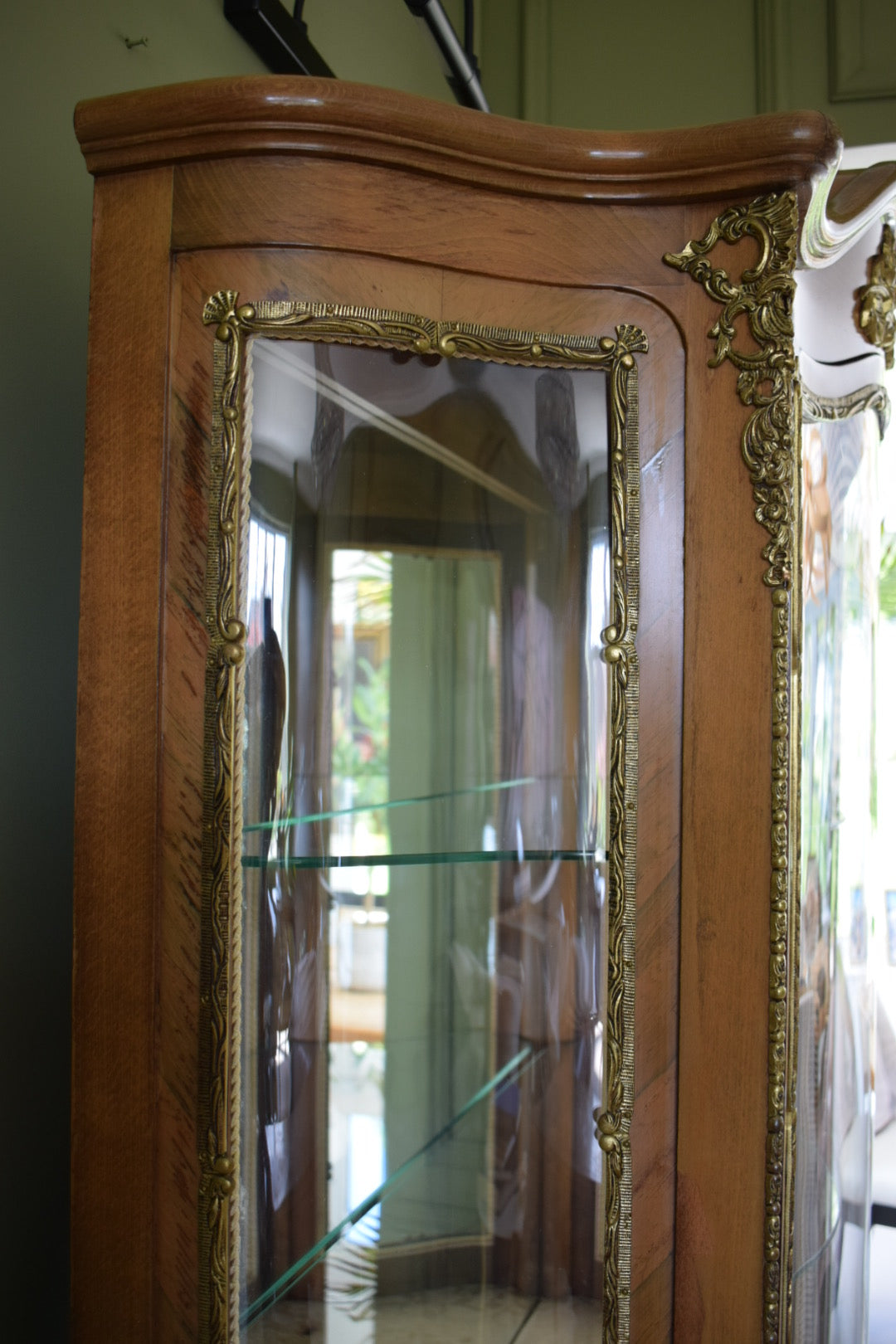 Antique French Louis XV Vitrine Glazed Glass Display Cabinet