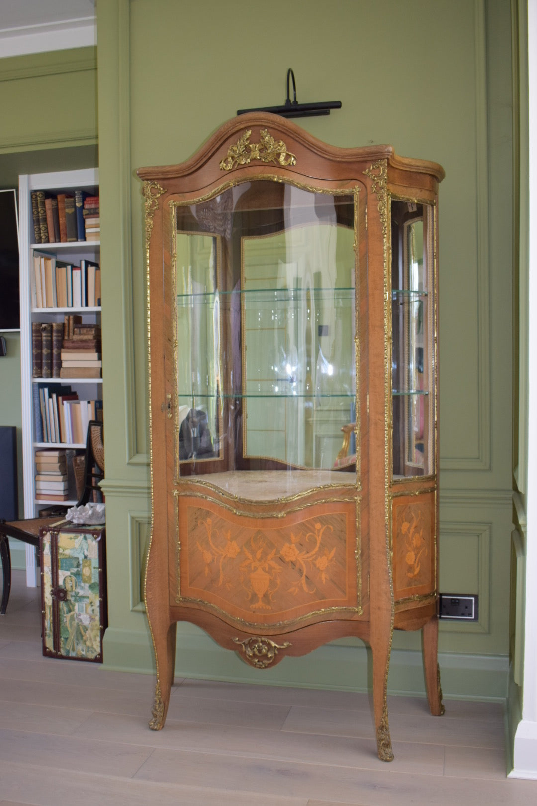 Antique French Louis XV Vitrine Glazed Glass Display Cabinet