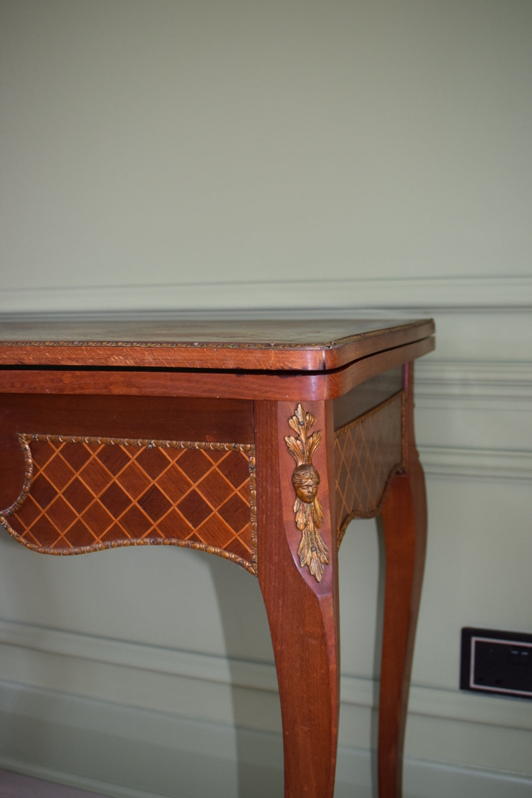 Antique French Inlaid Marquetry Louis XV Flip Top Card Game Table