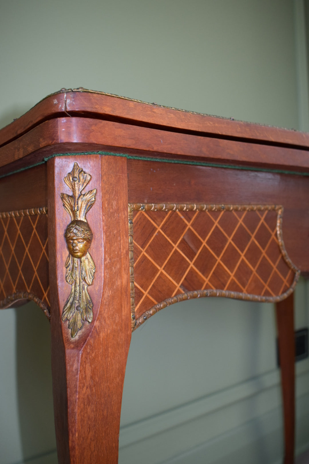 Antique French Inlaid Marquetry Louis XV Flip Top Card Game Table