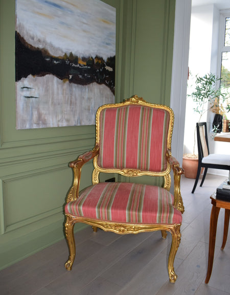 Louis XV 19th Century French Gilt Armchair