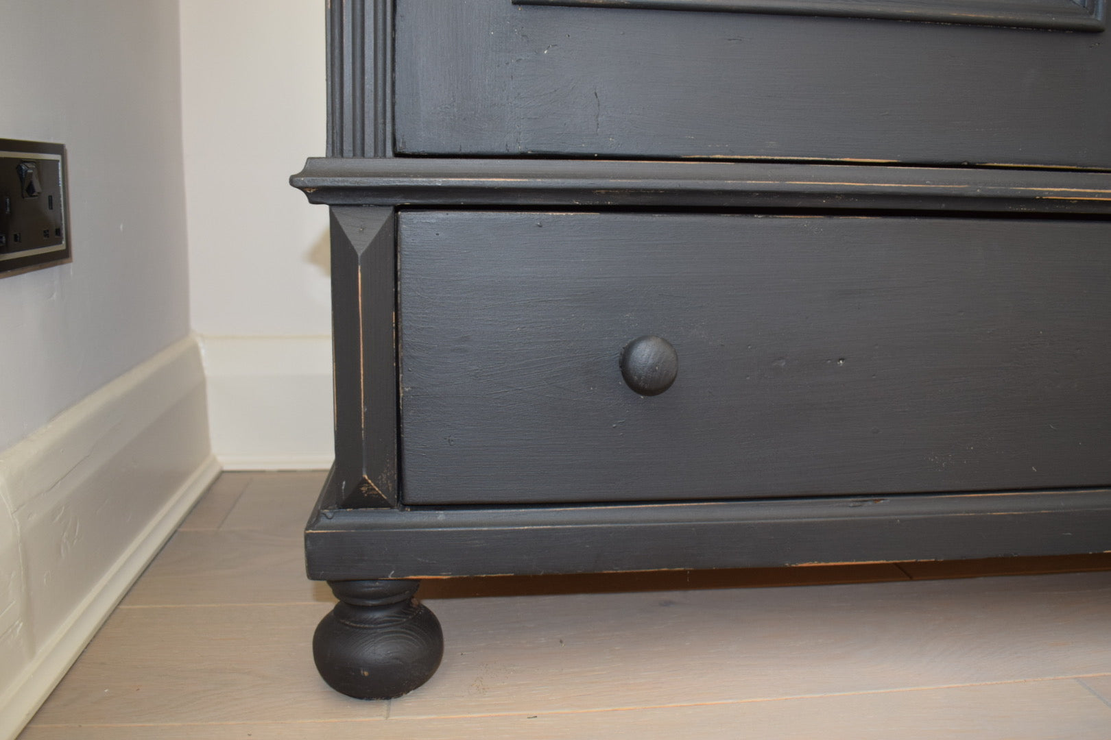 Large 19th Century French Black Painted Pine Bookcase