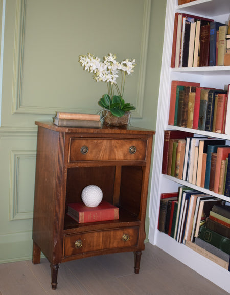 Bevan Funnell Georgian style crossbanded and concave bedside cabinet