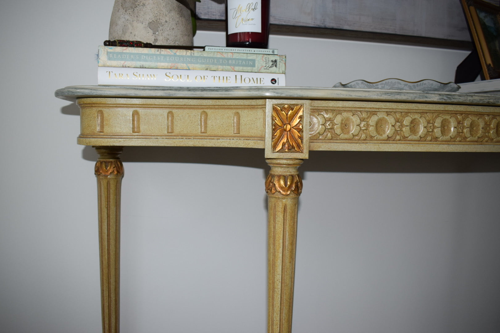 Louis XVI Tall Gilt Wood Marble Console Table