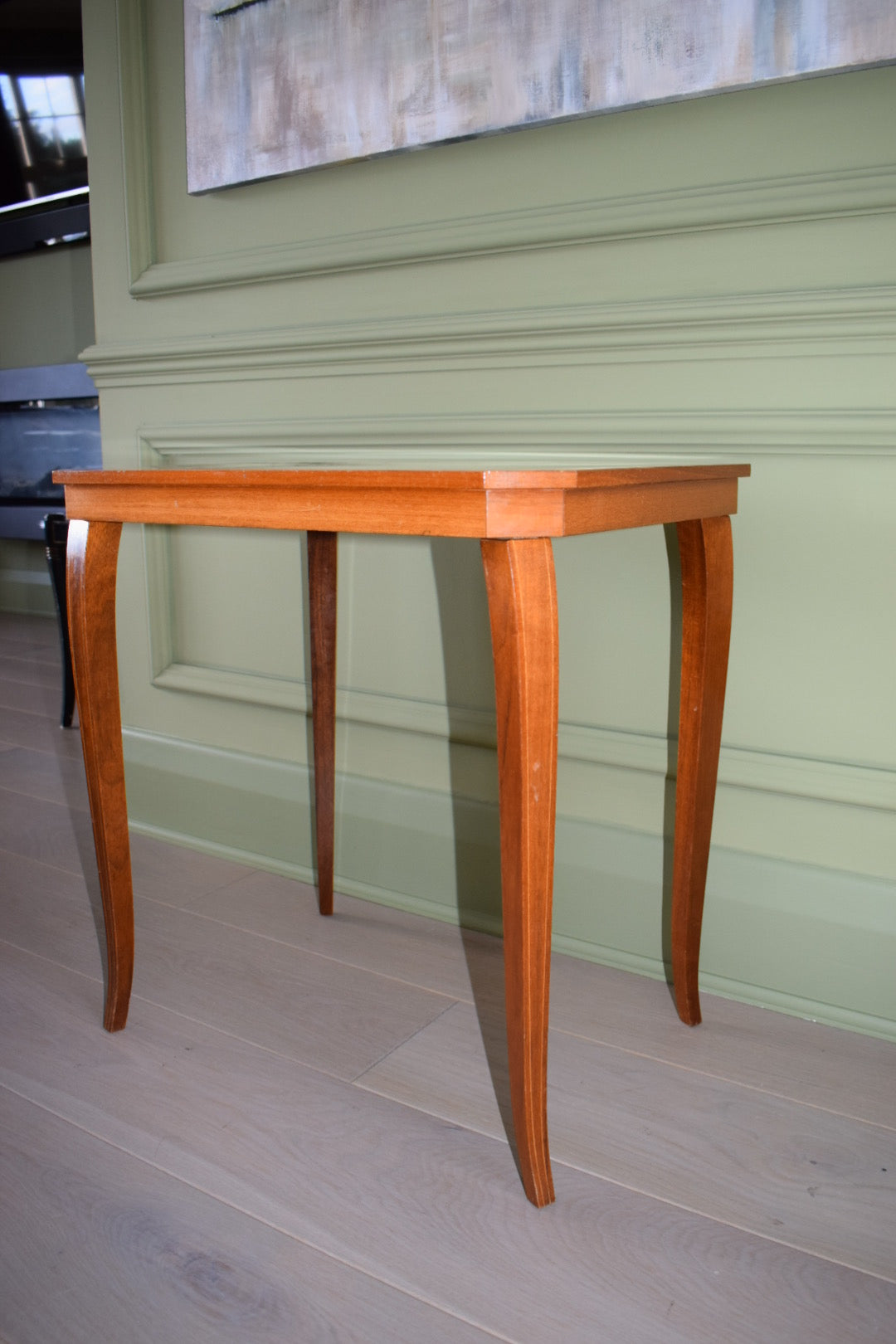 Midcentury Italian Sorrento table with wooden inlay top.