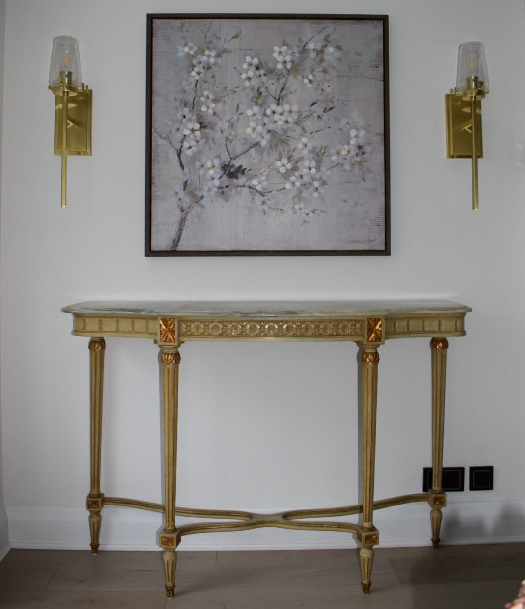 Louis XVI Tall Gilt Wood Marble Console Table