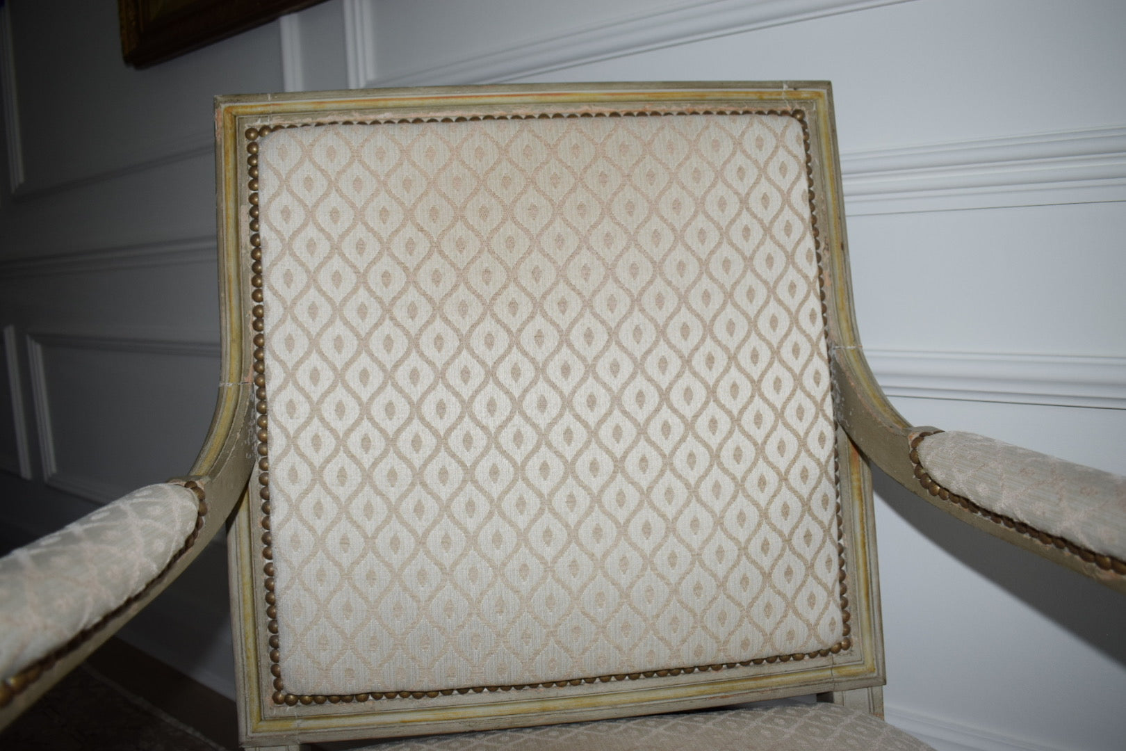 Louis XVI Painted and Upholstered armchair