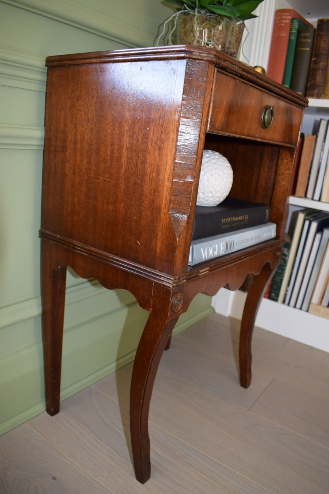 Bevan Funnell Georgian style scalloped bedside cabinet