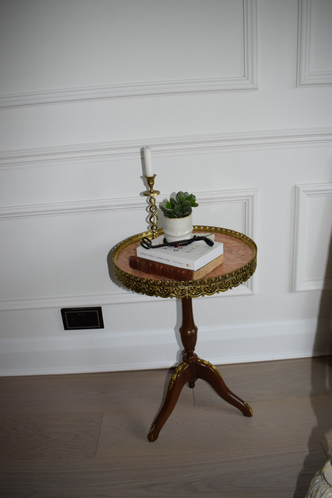 Antique French Style Mahogany Marble Top Side table